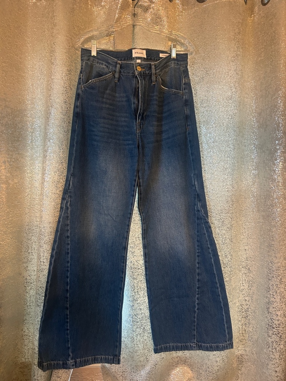 Frame Denim - Le Baggy Palazzo Indigo Wide-Leg Jean with Subtle Fade - size 28